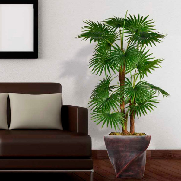 The Twillery Co.® Panama Artificial Indoor/Outdoor Décor Floor Palm Tree in Planter & Reviews ...